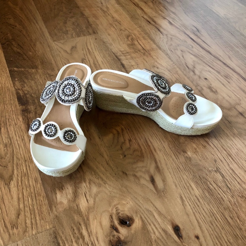 LIGHTLY USED!! White Wedge Sandals